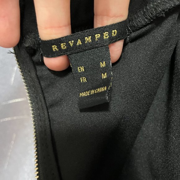 REVAMPED Black Lace Off-the-Shoulder Crop Top w Straps, Semi Sheer - Sz Medium - Picture 6 of 7